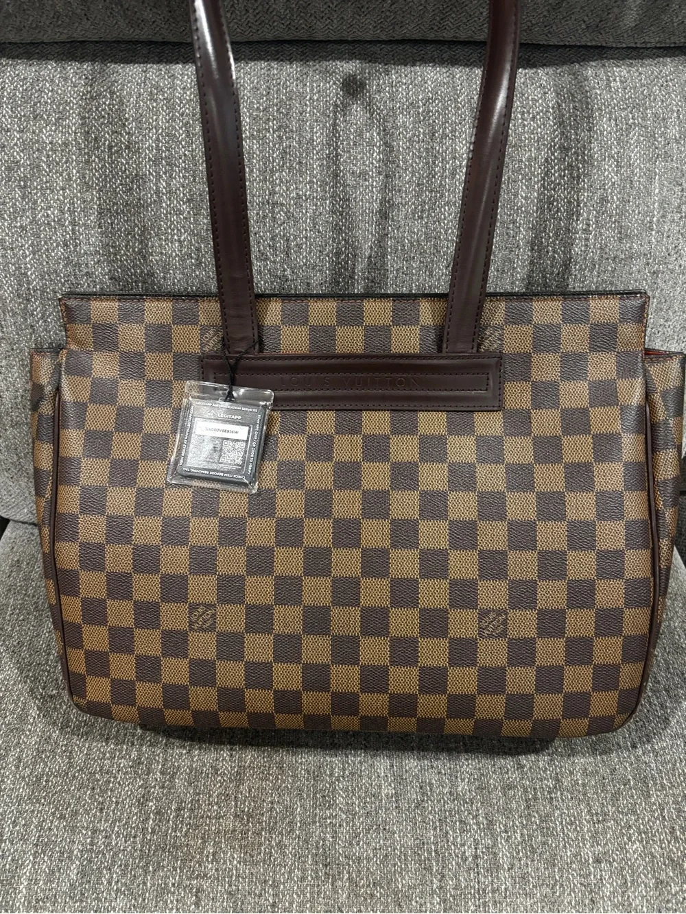 Louis Vuitton Damier Ebene Parioli PM Shoulder Tote Bag Authentic